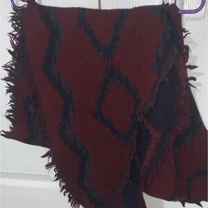 Aritzia Burgundy and Black Patterned Scarf